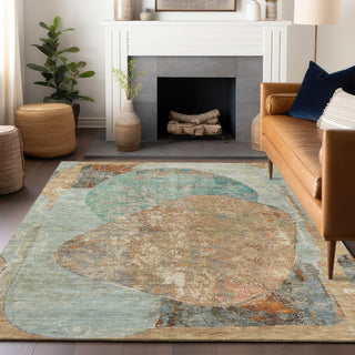Piper Looms Chantille Modern ACN1635 Teal Machine Washable Area Rug Lifestyle Image Feature