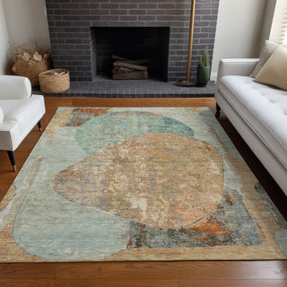 Piper Looms Chantille Modern ACN1635 Teal Machine Washable Area Rug Lifestyle Image Feature