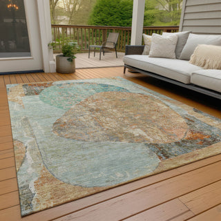 Piper Looms Chantille Modern ACN1635 Teal Machine Washable Area Rug Outdoor Lifestyle Image Feature