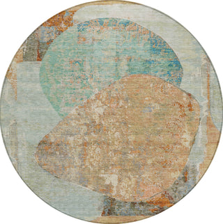 Piper Looms Chantille Modern ACN1635 Teal Machine Washable Area Rug Round Main Image
