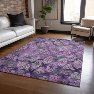 Piper Looms Chantille Diamonds ACN1637 Eggplant Machine Washable Area Rug Lifestyle Image Feature