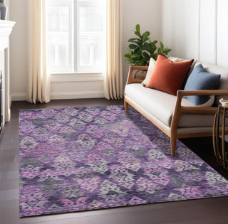 Piper Looms Chantille Diamonds ACN1637 Eggplant Machine Washable Area Rug Lifestyle Image Feature