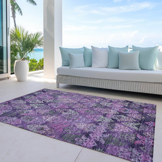 Piper Looms Chantille Diamonds ACN1637 Eggplant Machine Washable Area Rug Outdoor Lifestyle Image Feature