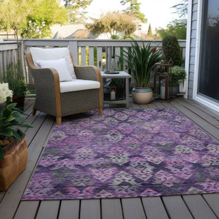 Piper Looms Chantille Diamonds ACN1637 Eggplant Machine Washable Area Rug Outdoor Lifestyle Image Feature