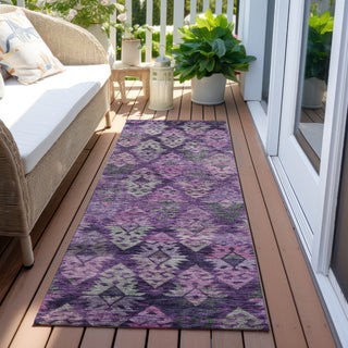 Piper Looms Chantille Diamonds ACN1637 Eggplant Machine Washable Area Rug Runner Outdoor Lifestyle Image Feature