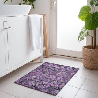 Piper Looms Chantille Diamonds ACN1637 Eggplant Machine Washable Area Rug Scatter Lifestyle Image Feature