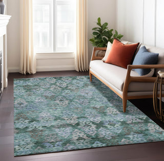 Piper Looms Chantille Diamonds ACN1637 Emerald Machine Washable Area Rug Lifestyle Image Feature