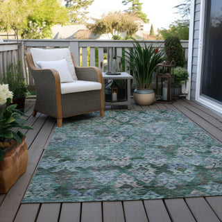Piper Looms Chantille Diamonds ACN1637 Emerald Machine Washable Area Rug Outdoor Lifestyle Image Feature