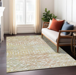 Piper Looms Chantille Geometric ACN1638 Peach Machine Washable Area Rug Lifestyle Image Feature