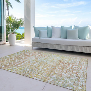 Piper Looms Chantille Geometric ACN1638 Peach Machine Washable Area Rug Outdoor Lifestyle Image Feature