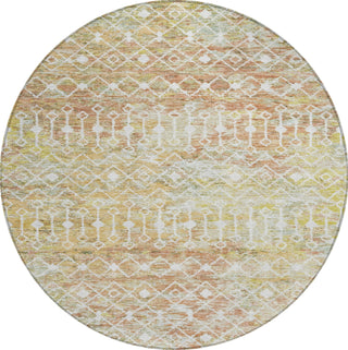 Piper Looms Chantille Geometric ACN1638 Peach Machine Washable Area Rug Round Main Image