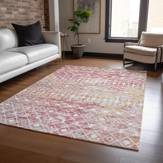 Piper Looms Chantille Geometric ACN1638 Pink Machine Washable Area Rug Lifestyle Image Feature