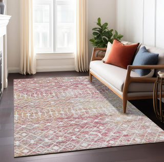 Piper Looms Chantille Geometric ACN1638 Pink Machine Washable Area Rug Lifestyle Image Feature