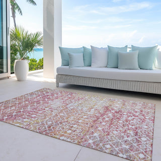 Piper Looms Chantille Geometric ACN1638 Pink Machine Washable Area Rug Outdoor Lifestyle Image Feature