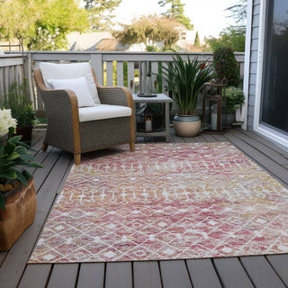 Piper Looms Chantille Geometric ACN1638 Pink Machine Washable Area Rug Outdoor Lifestyle Image Feature
