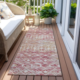 Piper Looms Chantille Geometric ACN1638 Pink Machine Washable Area Rug Runner Outdoor Lifestyle Image Feature