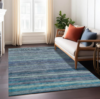 Piper Looms Chantille Stripes ACN1639 Blue Machine Washable Area Rug Lifestyle Image Feature