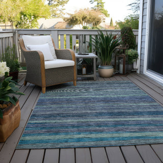 Piper Looms Chantille Stripes ACN1639 Blue Machine Washable Area Rug Outdoor Lifestyle Image Feature