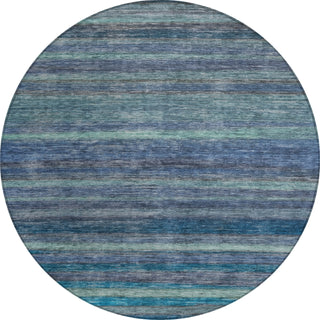 Piper Looms Chantille Stripes ACN1639 Blue Machine Washable Area Rug Round Main Image