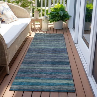 Piper Looms Chantille Stripes ACN1639 Blue Machine Washable Area Rug Runner Outdoor Lifestyle Image Feature