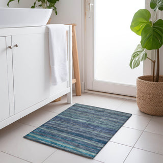 Piper Looms Chantille Stripes ACN1639 Blue Machine Washable Area Rug Scatter Lifestyle Image Feature