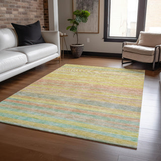 Piper Looms Chantille Stripes ACN1639 Gold Machine Washable Area Rug Lifestyle Image Feature