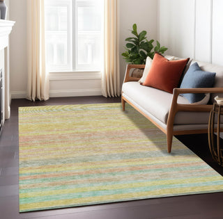 Piper Looms Chantille Stripes ACN1639 Gold Machine Washable Area Rug Lifestyle Image Feature