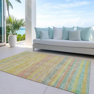 Piper Looms Chantille Stripes ACN1639 Gold Machine Washable Area Rug Outdoor Lifestyle Image Feature