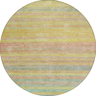 Piper Looms Chantille Stripes ACN1639 Gold Machine Washable Area Rug Round Main Image