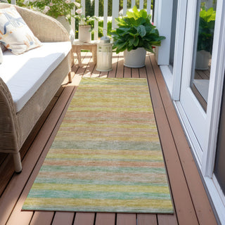 Piper Looms Chantille Stripes ACN1639 Gold Machine Washable Area Rug Runner Outdoor Lifestyle Image Feature