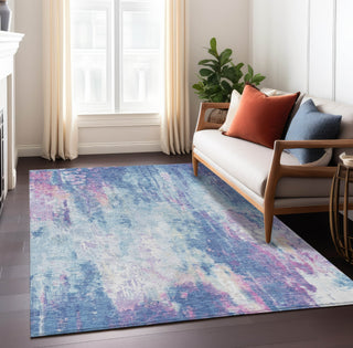 Piper Looms Chantille Abstract ACN1640 Blue Machine Washable Area Rug Lifestyle Image Feature
