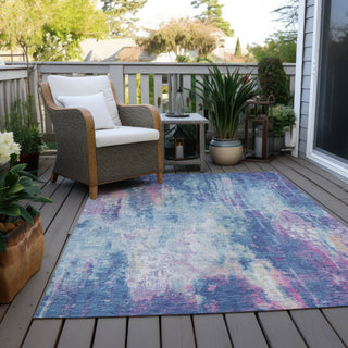Piper Looms Chantille Abstract ACN1640 Blue Machine Washable Area Rug Outdoor Lifestyle Image Feature