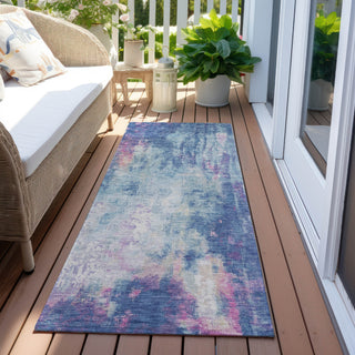 Piper Looms Chantille Abstract ACN1640 Blue Machine Washable Area Rug Runner Outdoor Lifestyle Image Feature