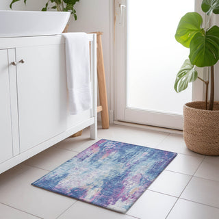 Piper Looms Chantille Abstract ACN1640 Blue Machine Washable Area Rug Scatter Lifestyle Image Feature