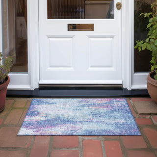 Piper Looms Chantille Abstract ACN1640 Blue Machine Washable Area Rug Scatter Outdoor Lifestyle Image Feature