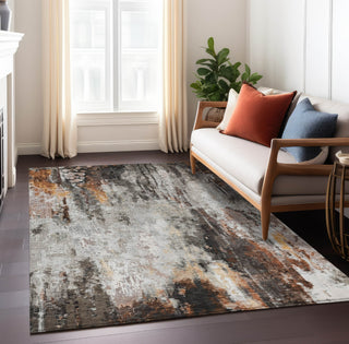 Piper Looms Chantille Abstract ACN1640 Gray Machine Washable Area Rug Lifestyle Image Feature