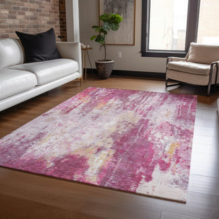Piper Looms Chantille Abstract ACN1640 Pink Machine Washable Area Rug Lifestyle Image Feature