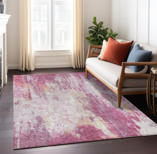 Piper Looms Chantille Abstract ACN1640 Pink Machine Washable Area Rug Lifestyle Image Feature