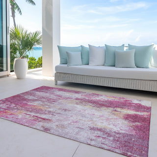 Piper Looms Chantille Abstract ACN1640 Pink Machine Washable Area Rug Outdoor Lifestyle Image Feature