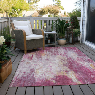 Piper Looms Chantille Abstract ACN1640 Pink Machine Washable Area Rug Outdoor Lifestyle Image Feature
