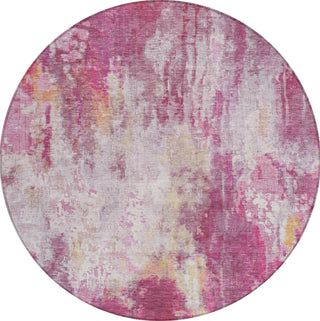 Piper Looms Chantille Abstract ACN1640 Pink Machine Washable Area Rug Round Main Image