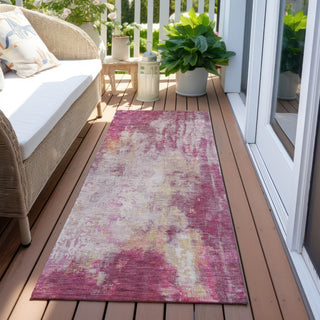 Piper Looms Chantille Abstract ACN1640 Pink Machine Washable Area Rug Runner Outdoor Lifestyle Image Feature