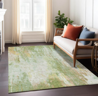 Piper Looms Chantille Abstract ACN1640 Sage Machine Washable Area Rug Lifestyle Image Feature