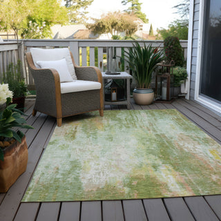 Piper Looms Chantille Abstract ACN1640 Sage Machine Washable Area Rug Outdoor Lifestyle Image Feature