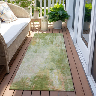 Piper Looms Chantille Abstract ACN1640 Sage Machine Washable Area Rug Runner Outdoor Lifestyle Image Feature