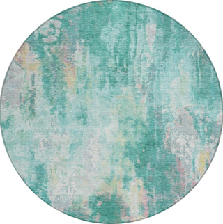 Piper Looms Chantille Abstract ACN1640 Teal Machine Washable Area Rug Round Main Image