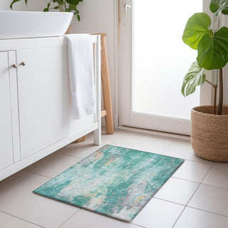 Piper Looms Chantille Abstract ACN1640 Teal Machine Washable Area Rug Scatter Lifestyle Image Feature