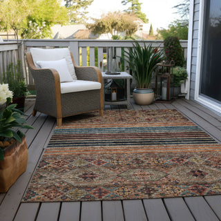 Piper Looms Chantille Stripes ACN1641 Taupe Machine Washable Area Rug Outdoor Lifestyle Image Feature