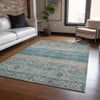 Piper Looms Chantille Stripes ACN1641 Teal Machine Washable Area Rug Lifestyle Image Feature