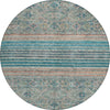 Piper Looms Chantille Stripes ACN1641 Teal Machine Washable Area Rug Round Main Image